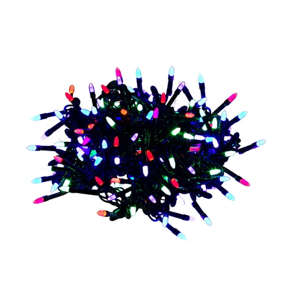 Serie de Luces La Merced  Navideña Decorativa Luz Led Multicolor 140 Focos Picos 8 Funciones Cable Verde 6.8 m