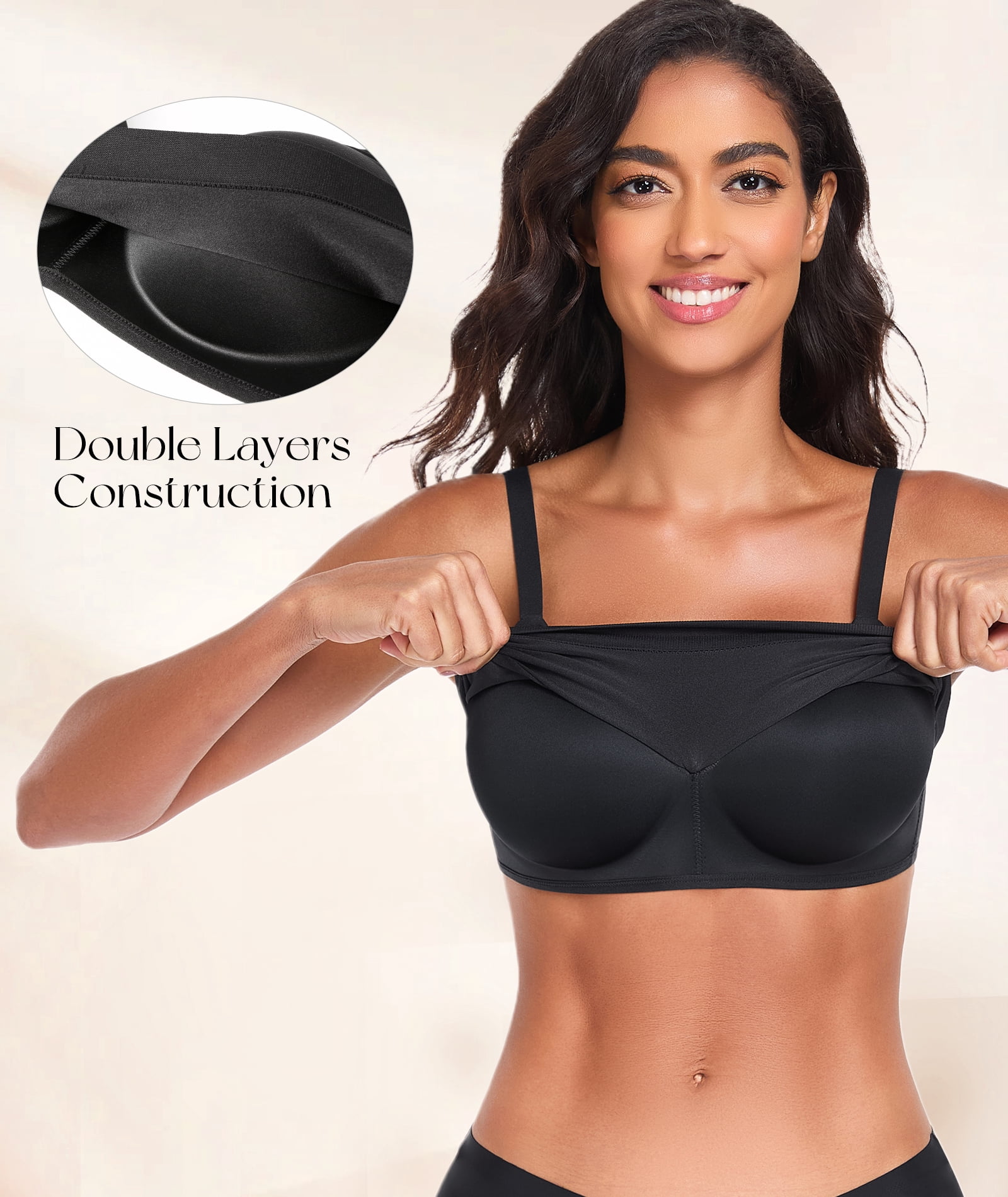 Exerin Women's Wireless Bras Full Coverage Support Seamless Plus Size Bra(Black,M)