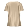 thumbnail image 4 of cfhntfmh Women's Cowl Neck Satin Shirts Elegant Mesh Short Sleeve Tees Tops Party Dressy Casual Outfits Summer Clothes, 4 of 7