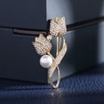 thumbnail image 3 of Limei Women Lady Pin Rhinestone Imitation Pearl Tulip Shiny Women Brooch Prom, 3 of 7