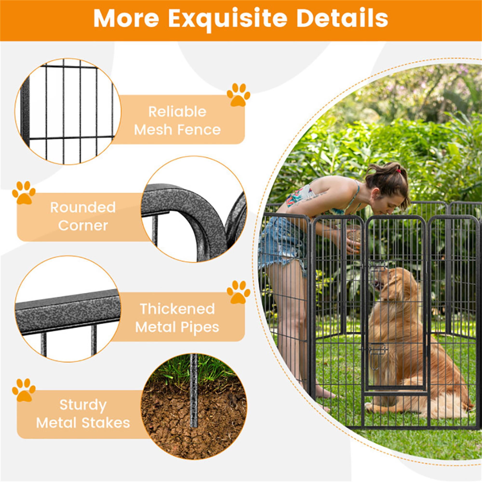 Demi Bonn 31"x40" Dog Playpen Outdoor 8-Panels Dog Pen Large Indoor Metal Puppy Pet Playpen for Small Dogs Run Fence, Black