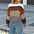 thumbnail image 5 of Women's Color Block Cropped Sweaters Winter Trendy Casual Going Out Striped Pullover Tops for Fall and Winter, Stylish and Comfortable, Perfect for Fashionable Wear,Khaki,Size S, 5 of 5