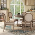 thumbnail image 4 of Furniture of America Carol Padded Wood Rustic Oak and Beige Side Chairs (Set of 2), 4 of 6