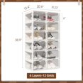 thumbnail image 2 of ANTBOX Clear 6-Tier Foldable Stackable Shoe Rack Organizer Cabinet for 12 Pairs, Magnetic Door, Durable Plastic Storage Box, 2 of 6