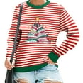 thumbnail image 6 of Yteetum Christmas Sweatshirts for Women Oversize Crewneck Christmas Color Matching Stripe Print Pullover Hoodless Sweatshirts Top Womens Christmas Print Round Neck Loose Sweatshirt Fall Clothes, 6 of 6