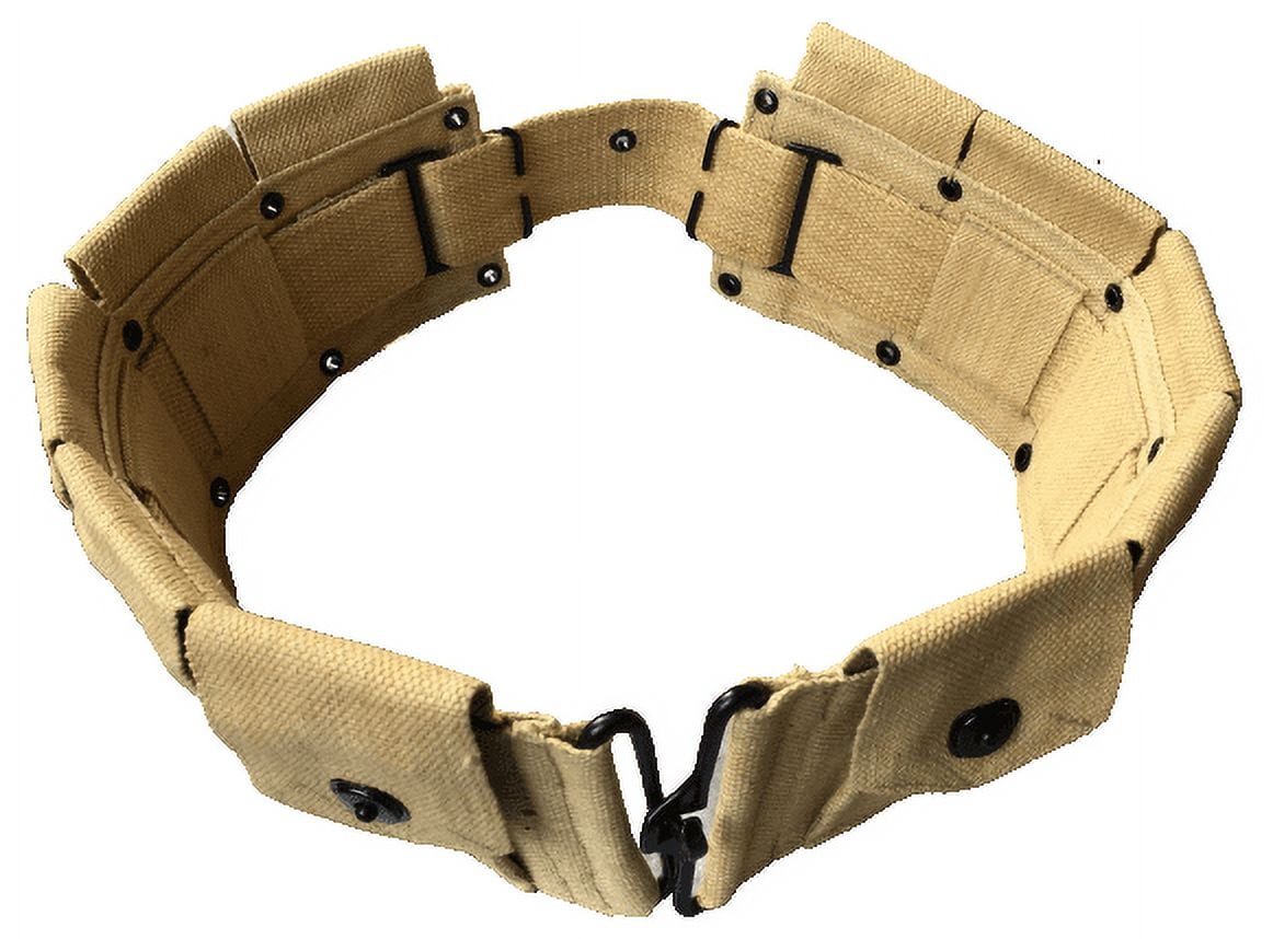 Warcraft Exports WWII U.S. Army M1923 M1 Garand Rifle Cartridge 10 Pocket Canvas Belt Khaki
