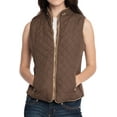 thumbnail image 2 of Ma Croix Womens Solid Quilted Padded Vest Jacket Zip Up Padding Outerwear, 2 of 7