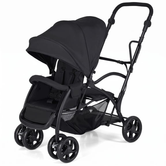 Airfind Foldable Twin Tandem Stroller Sit and Stand Double Stroller with Adjustable Handle Bar, 33