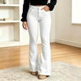 thumbnail image 5 of Miqool Women's High Waisted Flare Jeans Bell Bottom Denim Pants Casual Trousers with Pockets & Button Fly, 5 of 9