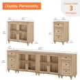 thumbnail image 5 of Farmhouse Sideboard Buffet Cabinets with 4-Glass Door, Kitchen Storage Cabinets with Charging Station, Wooden Coffee Bar Table with Adjustable Shelf & 2 Drawers for Dining Room, Living Room, Oak, 5 of 9