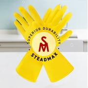 steadmax Natural Rubber Dishwashing Gloves, Large, Reusable Household, Yelow, 2 Pack