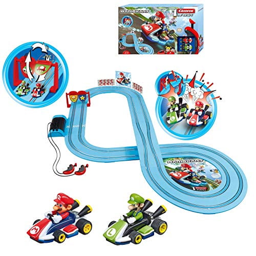 Carrera Premier Nintendo Mario Kart Slot Voiture Circuit de Course - Comprend 2 Voitures: Mario et Luigi et Deux Contrôleurs - Batterie-Alimenté Débutant Réglé pour les Enfants Âgés de 3 Ans et Plus, 20063028