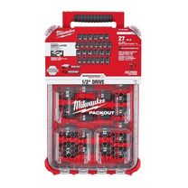 MILWAUKEE SHOCKWAVE Impact Duty Socket Set (27-Piece) – SAE & Metric, 1/2" Drive, PACKOUT Organizer (49-66-6804)