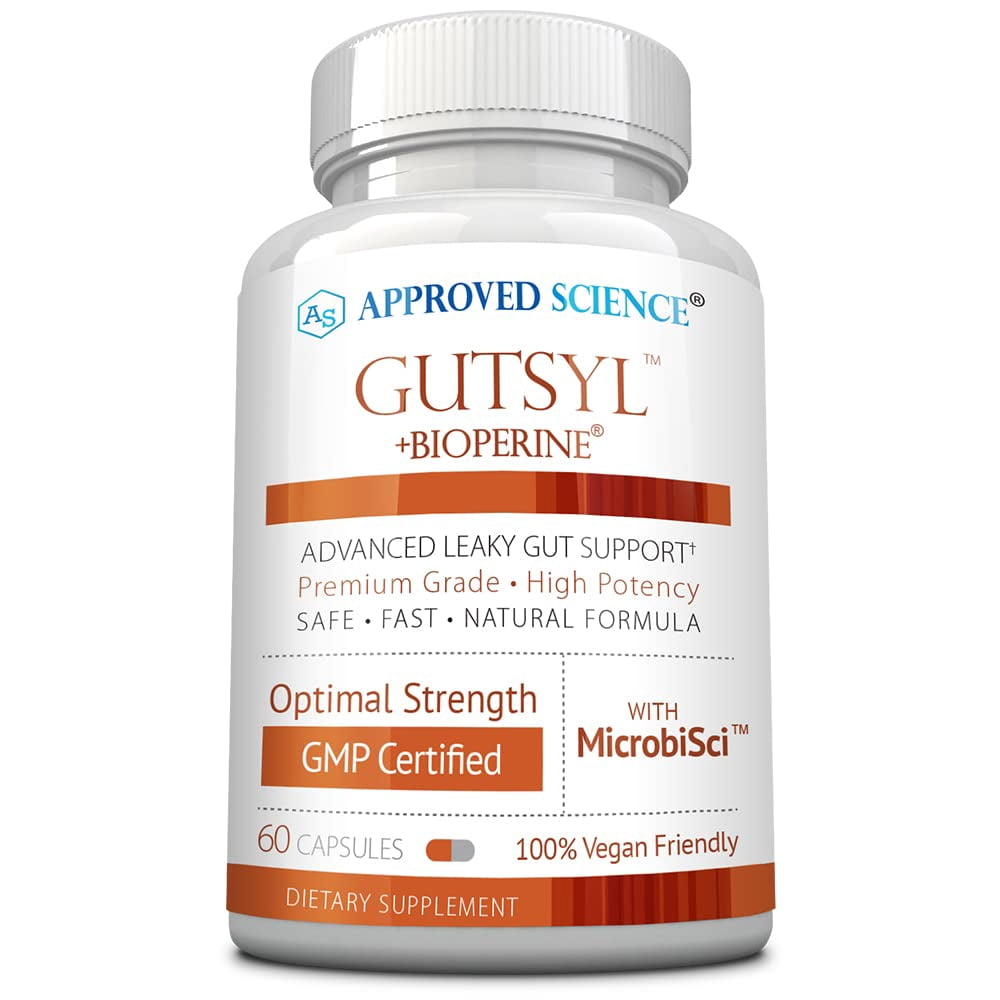 Approved Science Gutsyl - Leaky Gut Supplement - Protect GI Tract with Aloe Vera, Marshmallow Root, Licorice, and Slippery Elm - Contains Prebiotic and BioPerine - 60 Capsules - 100% Vegan