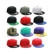 D&I. Plain Adjustable Snapback Hats Caps Flat Bill Visor - Black Yellow