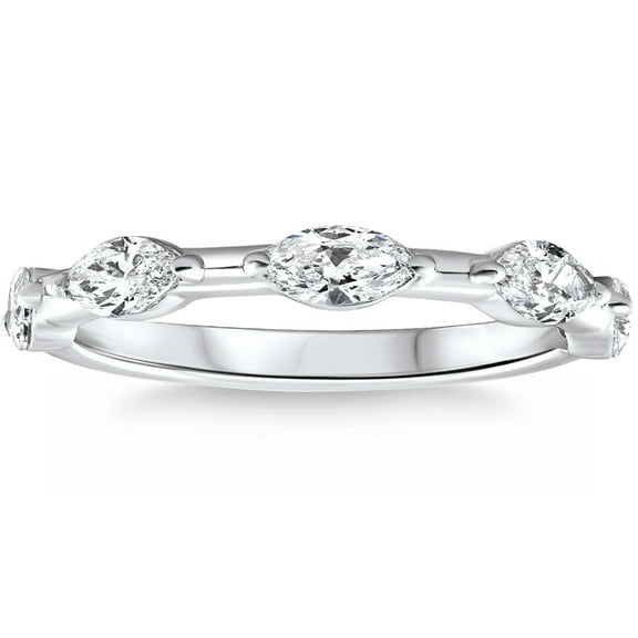 Pompeii .80Ct Marquise Cut Diamond Wedding Ring Stackable Band 14k Gold Lab Grown