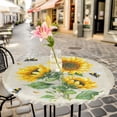 thumbnail image 6 of Sunflowers Round Tablecloth for 36-44 Inch Tables,Fitted Table Cover with Elastic Edge,Farmhouse Botanical Yellow Flowers Bee Retro Waterproof Outdoor Table Cloth Protector for Patio Garden Dinner, 6 of 9