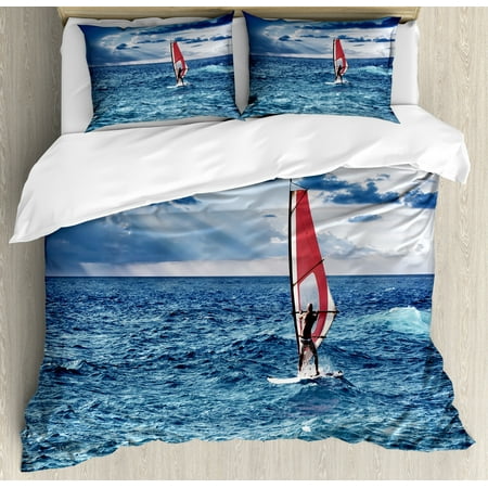 Ride The Wave King Size Duvet Cover Set Windsurfer In The Sea