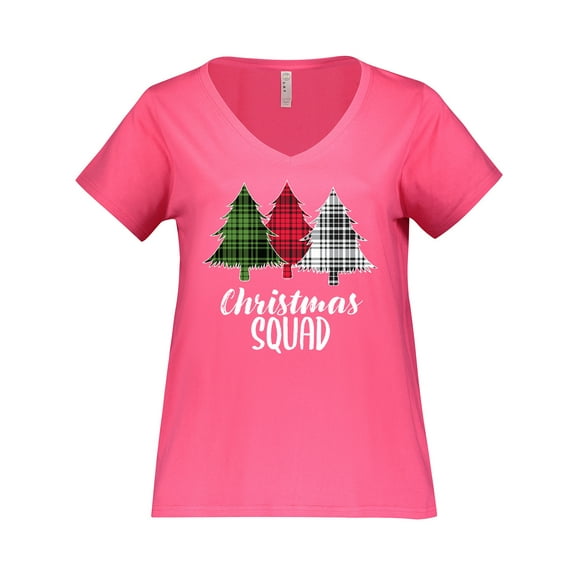 Inktastic Christmas Squad with Plaid Trees Women's Plus Size V-Neck T-Shirt