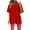 Red, variant on HOZADOIE Two Piece Sets for Women Spring Summer Stylish Solid Color Short Sleeve V Neck Versatile T Shirt Top Elastic Waist Flattering Casual Shorts Breathable Matching Sets