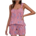 thumbnail image 2 of Yuyuzo Womens Lounge Sets Two Piece Square Neck Tank Tops Wide Leg Shorts with Pockets Matching Outfits, 2 of 7