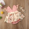 thumbnail image 3 of 2Pcs Bébé Filles Robe Romper Dentelle Manches Floral Impression Romper Respirant V-Cou, 3 of 7