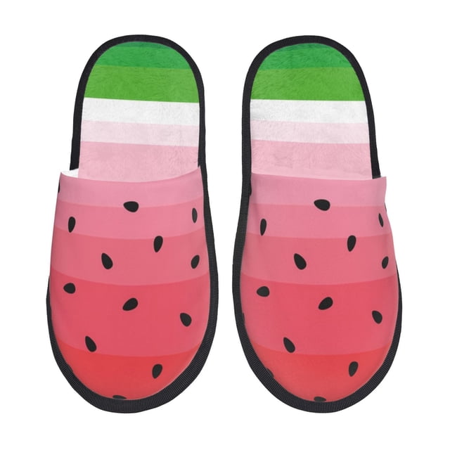 Fotbe Watermelon Pantuflas Peludas para Mujer con Estampado, Zapatillas de Peluche, Zapatos de Invierno para Casa, Uso Interior y Exterior-Medium