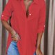 thumbnail image 2 of Women's Blouse V-neck Solid Button Long Sleeve Casual Blouse zhangmengya LED, 2 of 2