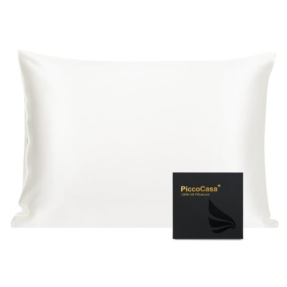 PiccoCasa 550 Thread Count Silk Pillowcase, White Standard(20"x26")