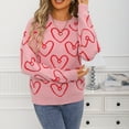 thumbnail image 6 of HOMBOM Pullover Sweaters for Women Fall Knit Crew Neck Pink Soft Heart Womens Tops Long Sleeve, 6 of 9