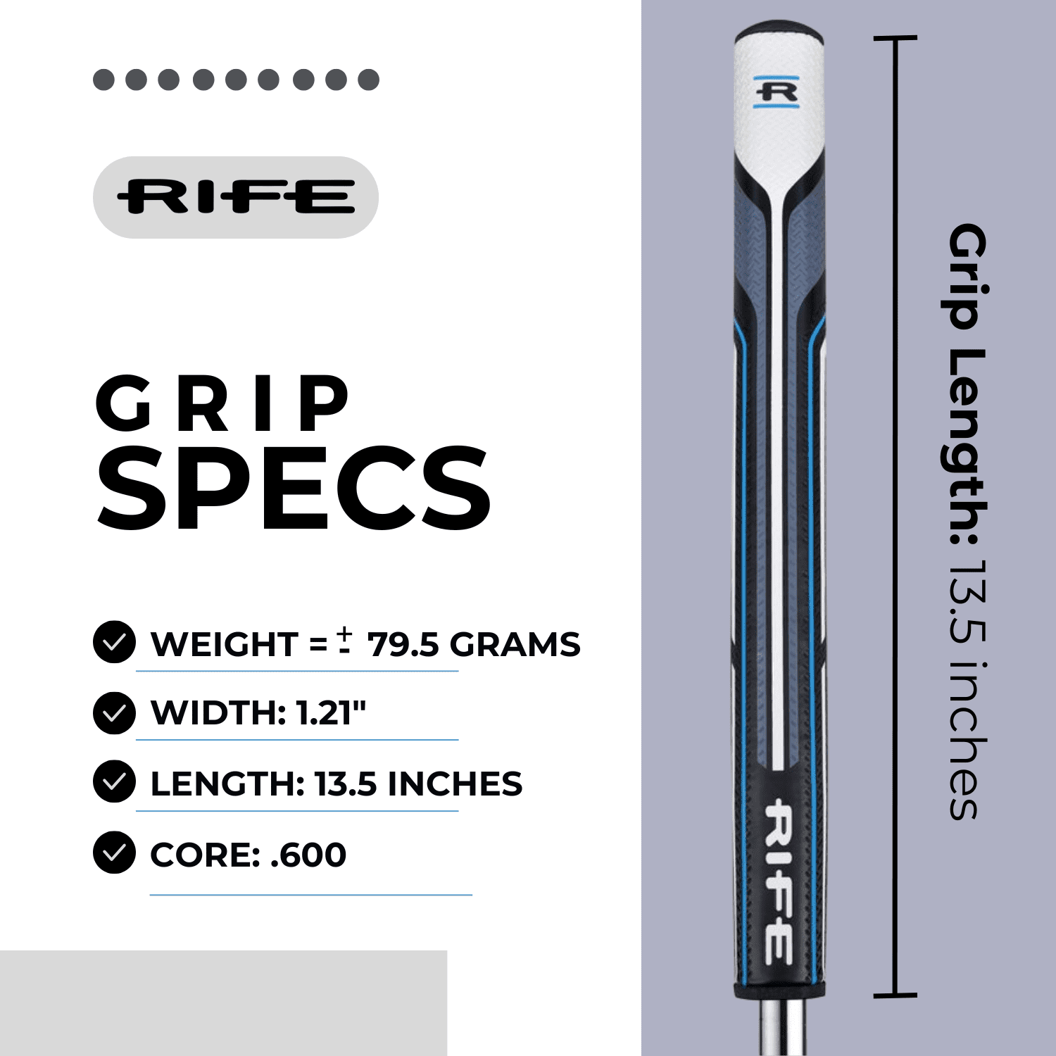 30 PACK Rife RG 13.5 Golf Putter Grip Bulk Pack (13.5 Inches Long)