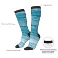 thumbnail image 4 of Goofa Teal Turquoise Fluid Stripes Pattern Adult Stockings, Color-Block Knee High Socks, Comfortable and Breathable, Soft and Stretchable, Sports, and Decoration, 4 of 6
