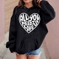 thumbnail image 2 of Byoo Toddler Girl's Letter Hoodie Long Sleeve Heart Shape Text Graphic Pullover Daily Casual Hooded Sweatshirt,Black, 2 of 4