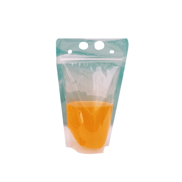 Bolsa de bebida desechable transparente, bolsa de jugo con autosellado, creativa, portátil, de doble tubo, plegable, bolsa de agua, bolsa de envasado de té con leche