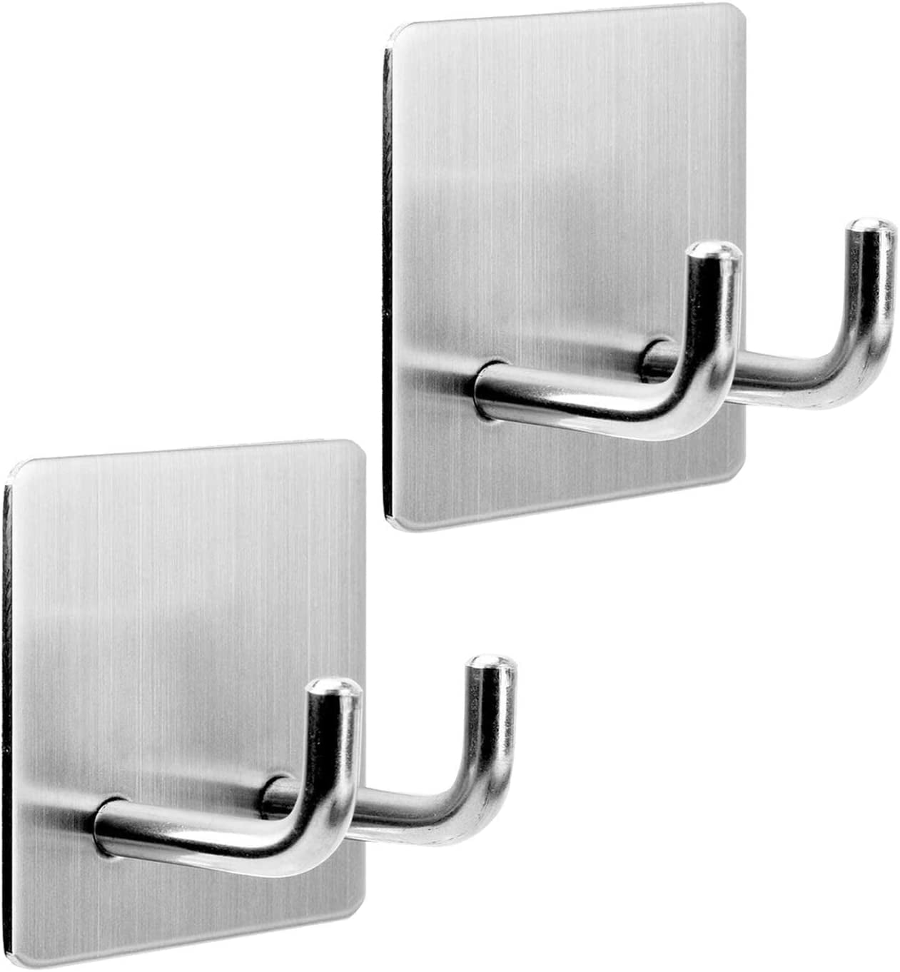 BATHHOLD 8-Pack Adhesive Wall Hooks - Heavy Duty Silver Aluminum Hooks For Towels, Coats, Bathroom & Kitchen