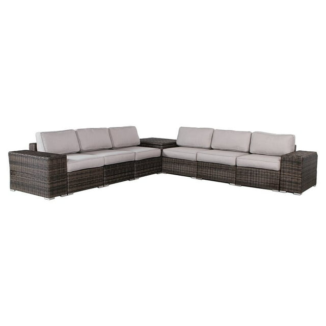 Living Source International Ensemble Sectionnel 9 Pcs avec Coussins en Espresso