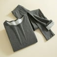 thumbnail image 2 of Thermal Underwear Womens Set Thermal Tops and Winter Leggings Base Layer Ribbed Fleece Womens Pyjamas Thermal Clothing Dark Gray XXL, 2 of 3