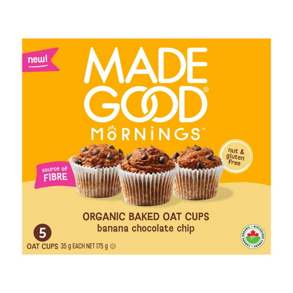 MadeGood Baked Oat Cups – Banana Chocolate Chip 5 Cups
