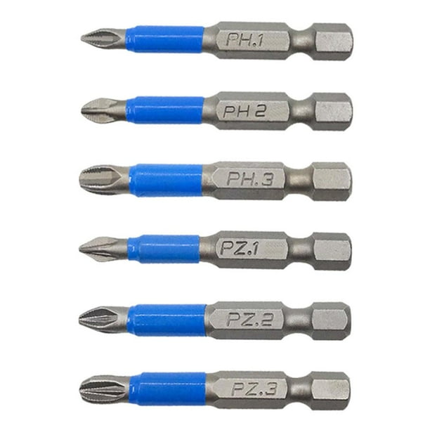 Broca para taladro eléctrico Mango de punta de destornillador magnético antideslizante de acero de aleación duradera 50mm 6pcs Cola Destornillador de broca