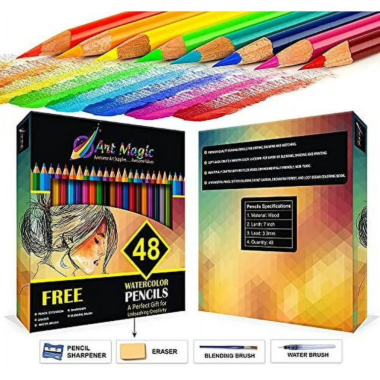 Art Magic Watercolor Pencils, Set of 48 Professional  
