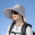 thumbnail image 4 of 1 chal de cornisa grande, sombrero protector solar, sombrero de pescador, sombrero de sol a la moda, sombrero de verano para exteriores con agujero para cola de caballo, 4 of 5