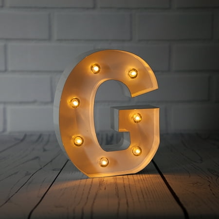 Metal Letter S Fantado White Marquee Light Letter 'G' LED Metal Sign (8 Inch, Battery Operated w/ Timer) by PaperLanternStore ()