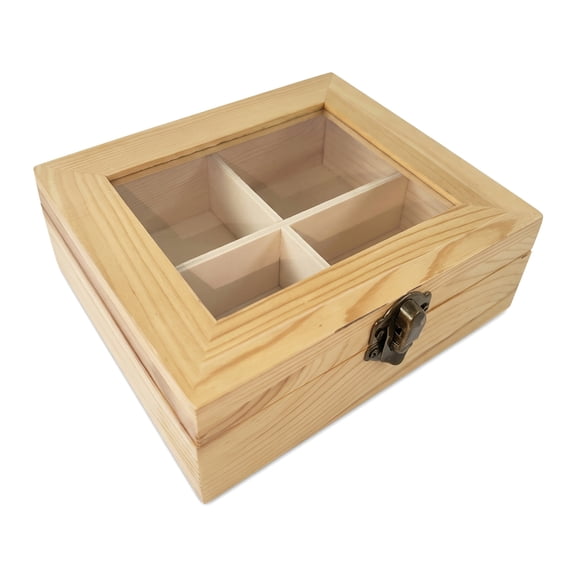 Wooden Tea Box Organizer – Tea Storage Box with Lid for Tea Bags, Tea Boxes, and Drawer Organization