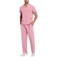 thumbnail image 2 of Ceisia Men's Solid Color V-Neck Nurse Uniform Set, Short Sleeve Scrub Top with Elastic Waist Pants for Healthcare Professionals Pink XL Gifts, 2 of 7