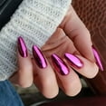 thumbnail image 5 of 24pc/set Medium almond fake nails metallic mirror red black purple blue golden tips faux ongles y2k press on acylic false nail, 5 of 10