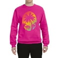 thumbnail image 2 of Tropical Palm Trees Silhouettes with Sunset | Mens Pop Culture Crewneck Graphic Sweatshirt, Fuschia, 3XL, 2 of 4