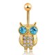 thumbnail image 1 of Lindo chapado en oro Animal búho diamantes de imitación vientre ombligo anillo joyería Piercing del cuerpo (poste de oro), 1 of 5
