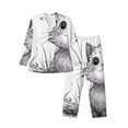 thumbnail image 1 of Balery Cute Cat Meadow Sketch Pijama para Hombre de Dos Piezas con Manga Larga, Conjunto de Dormir y Descanso Suave con Bolsillos-X-Large, 1 of 7