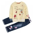 thumbnail image 3 of URMAGIC Toddler Girls Clothes 2 Piece Long Sleeve Cotton T-Shirt Tops Denim Pants Outfits Spring Fall 1-6 Years, 3 of 20