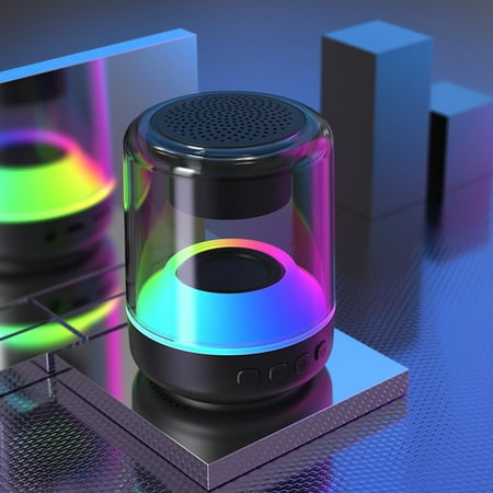 Portable Bluetooth Speakers Night Light LED Wireless Speaker Support TF Card 7-Color LED Auto-Changing Suitable for Home Outdoors Travel(Black)